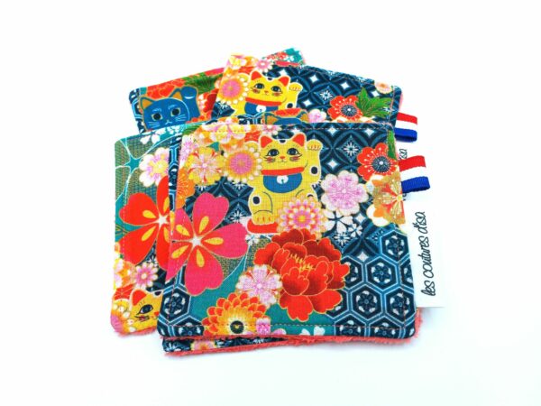 Lingettes lavables "chats MANEKI-NEKO"