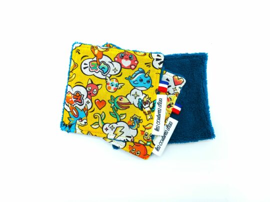 Lingettes lavables jaunes " Cartoon Japonais " – Image 2