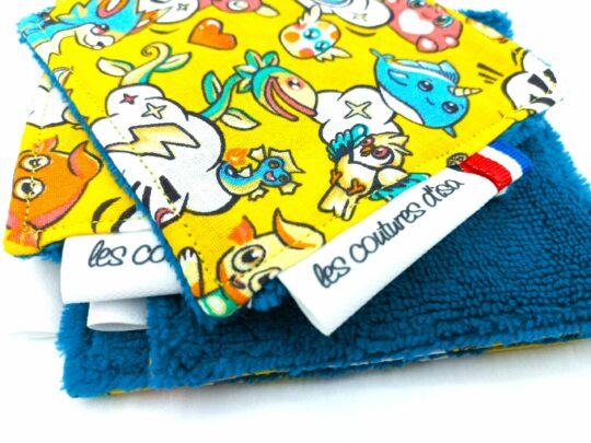 Lingettes lavables jaunes " Cartoon Japonais " – Image 3