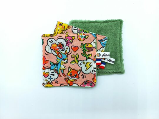 Lingettes lavables roses " Cartoon Japonais " – Image 2