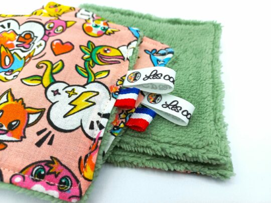 Lingettes lavables roses " Cartoon Japonais " – Image 3