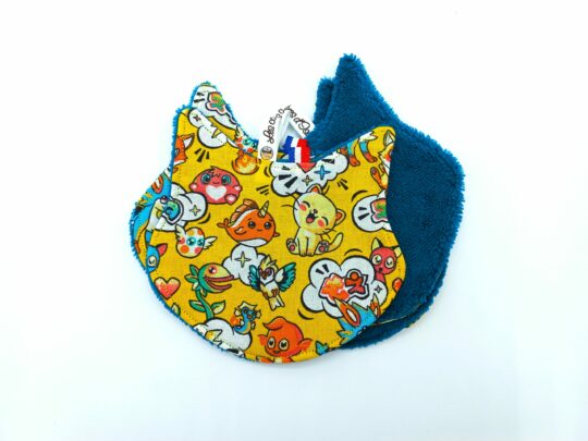Lingettes lavables CHAT " Cartoon Kawaii jaune" – Image 2