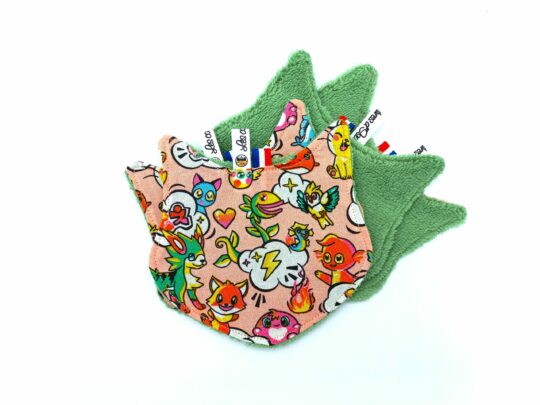 Lingettes lavables CHAT " Cartoon Kawaii rose " – Image 2